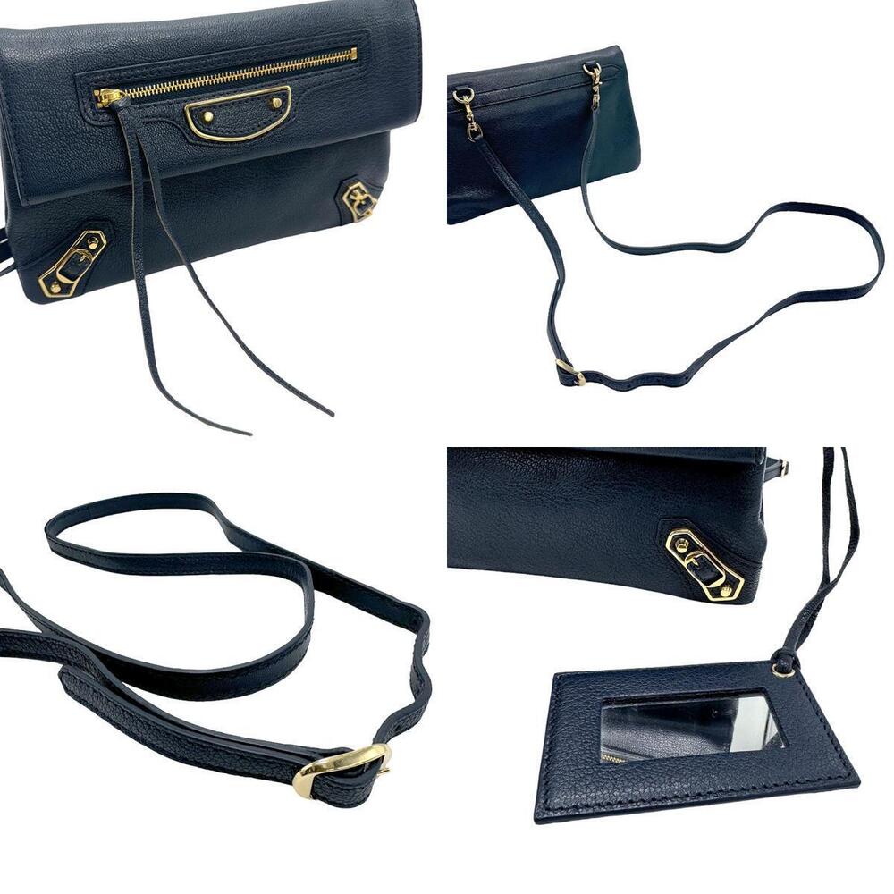 Balenciaga Envelope Classic Crossbody Shoulder Bag Navy Blue Gold Leather - Picture 4 of 4
